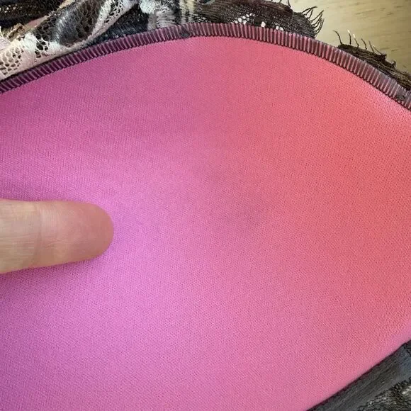 Victorias Secret PINK Date Push Up Bralette Size Medium Gray Floral Lace - Picture 11 of 11